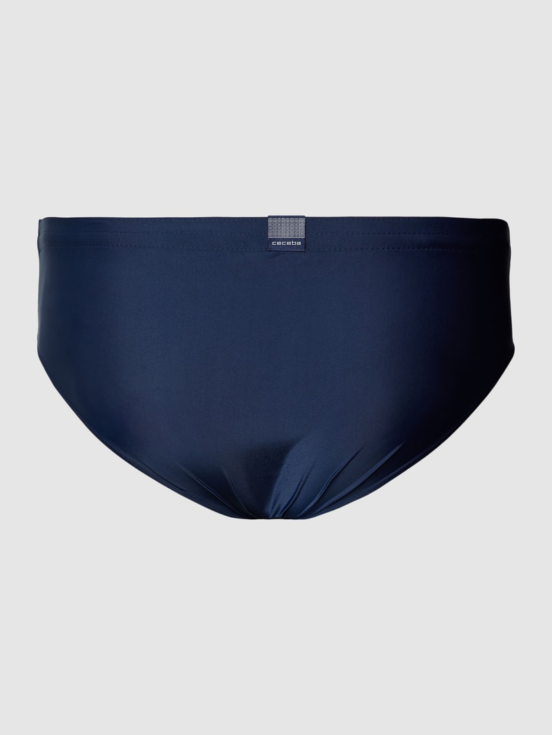 PLUS SIZE Badehose mit Label-Print Modell 'ATLANTA' in dunkelblau