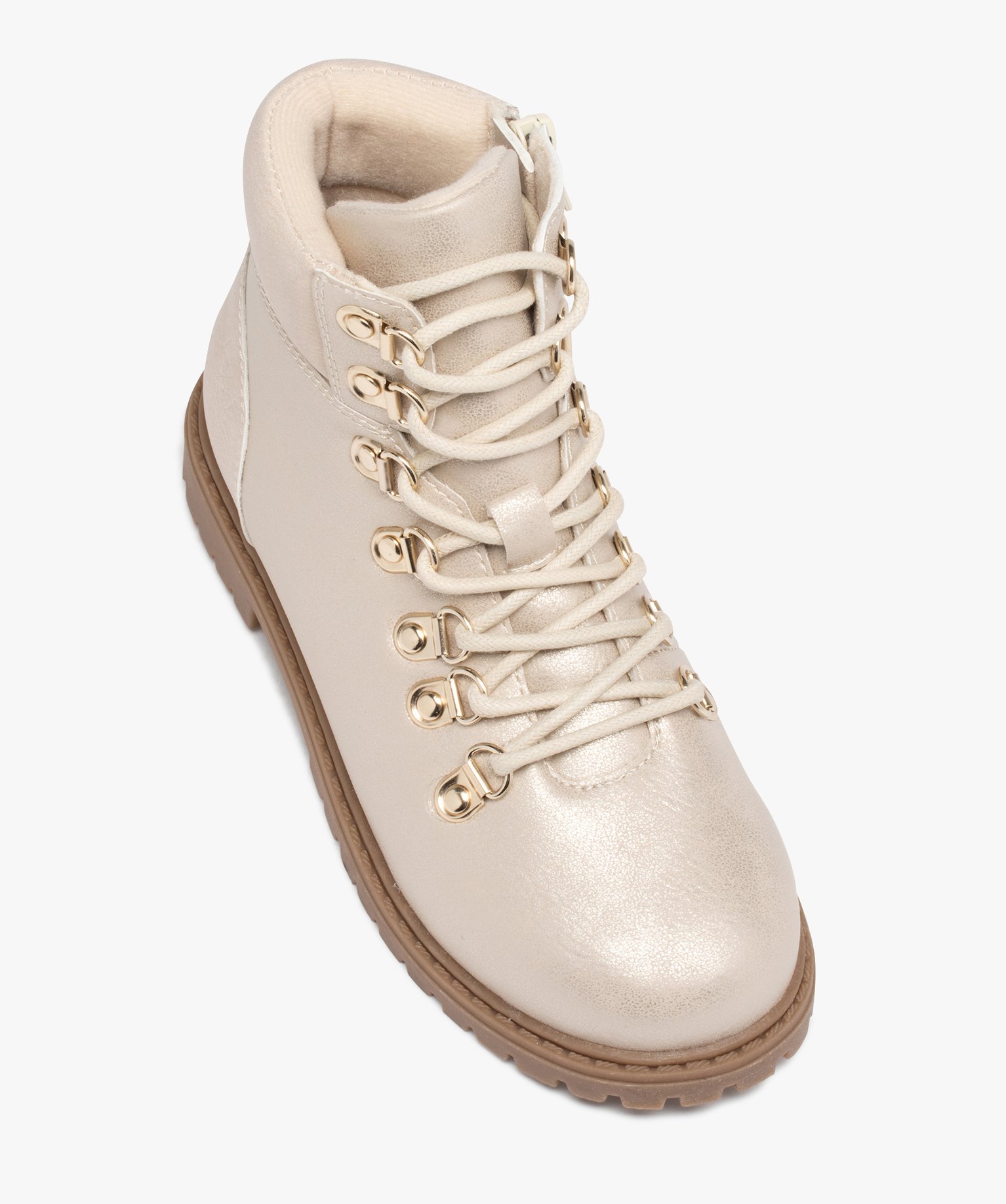 Boots irisés avec lacets montagne fille or | GEMO