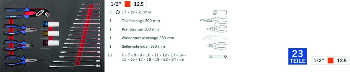 Projahn 5501-291 Punjena radionička kolica GALAXY sa 7 ladica, 229 dijelova. Proficraft oprema crna / srebrno-siva