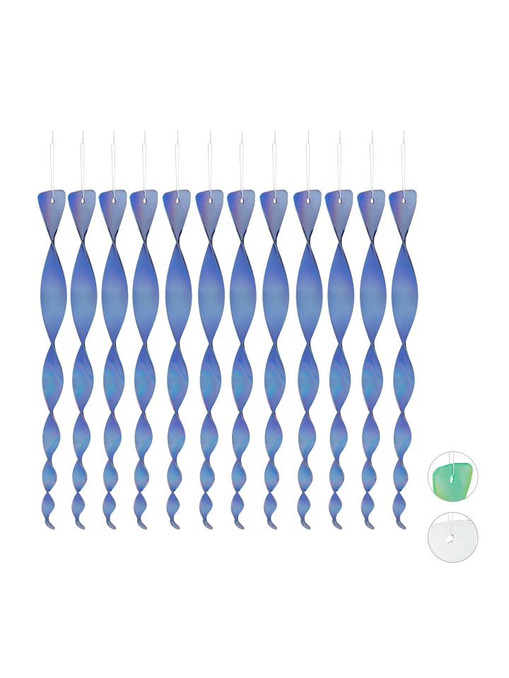 relaxdays 12er-Set: Vogelabwehrspirale in Blau günstig kaufen onesize