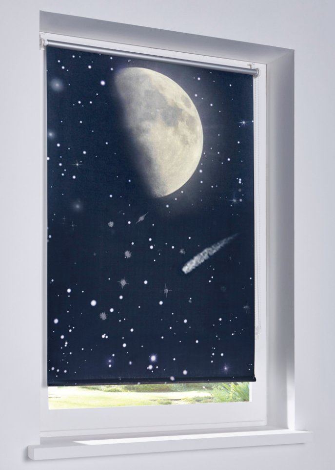 Verdunkelungsrollo mit Mond und Leuchteffekt