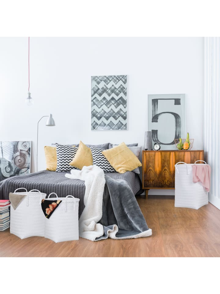 relaxdays 3tlg. Wäschekorb Set in Weiß/ Grau günstig kaufen onesize