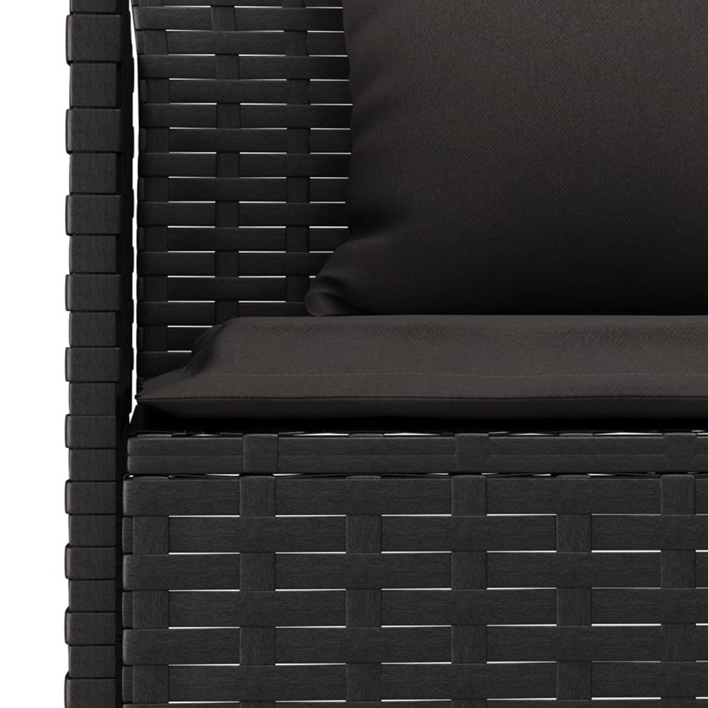 vidaXL Loungesofa Gartensofa in L-Form mit Kissen Schwarz Poly Rattan, 1 Teile