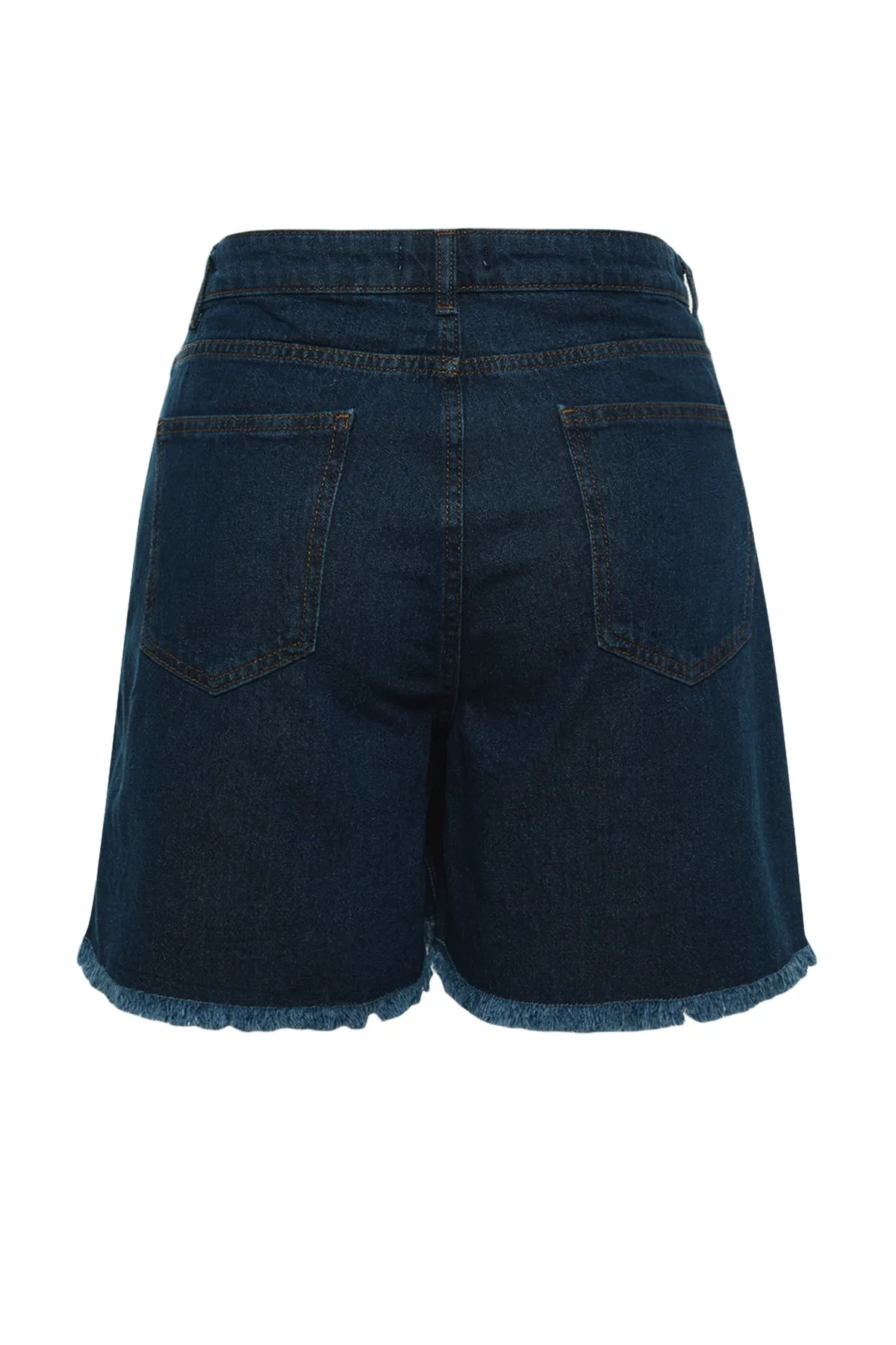 Trendyol Curve  Dunkelblauer Shorts-Rock mit hohem Taillensaum und Quasten TBBSS23AP00008