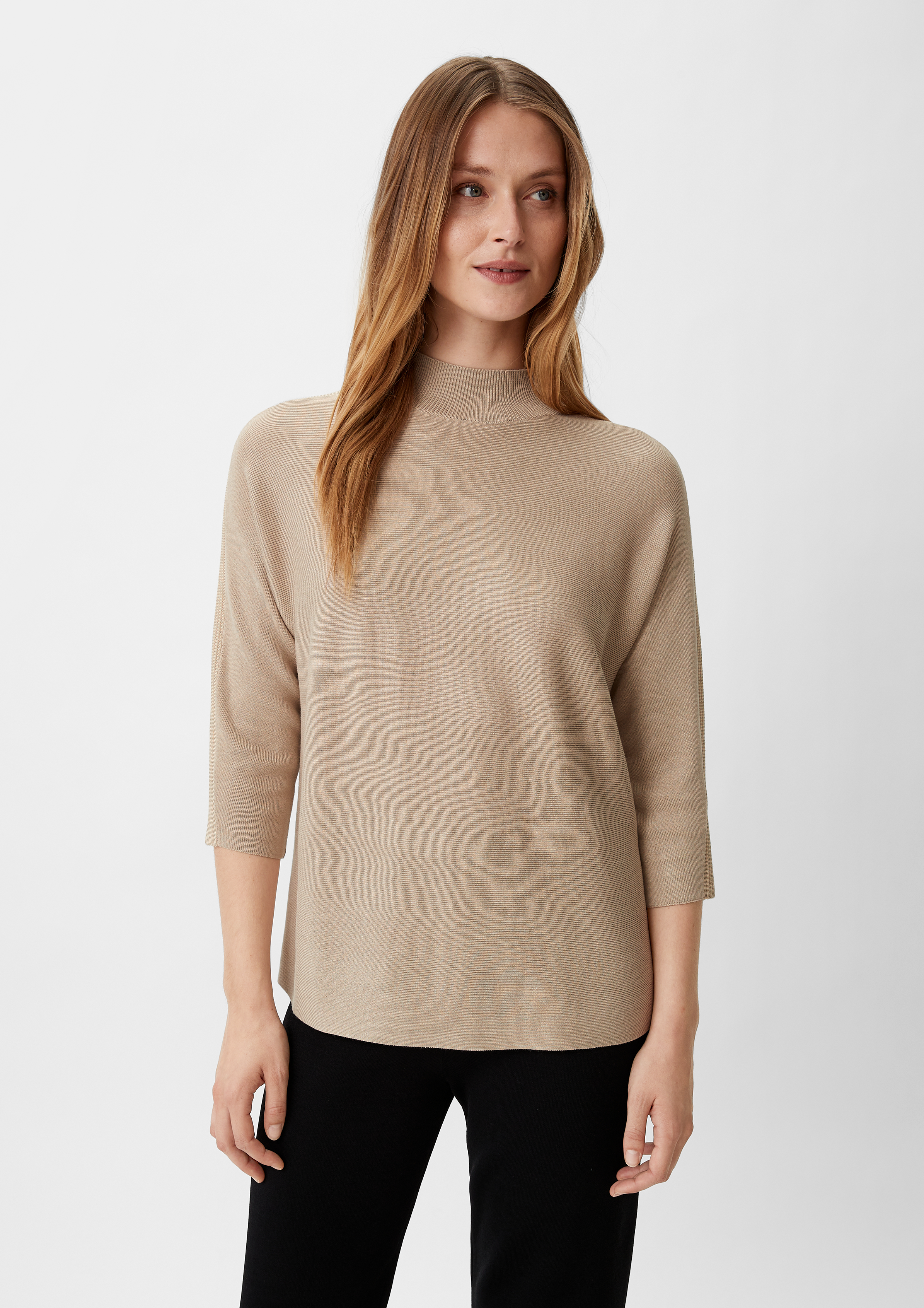 Strickpullover mit Inserts - beige