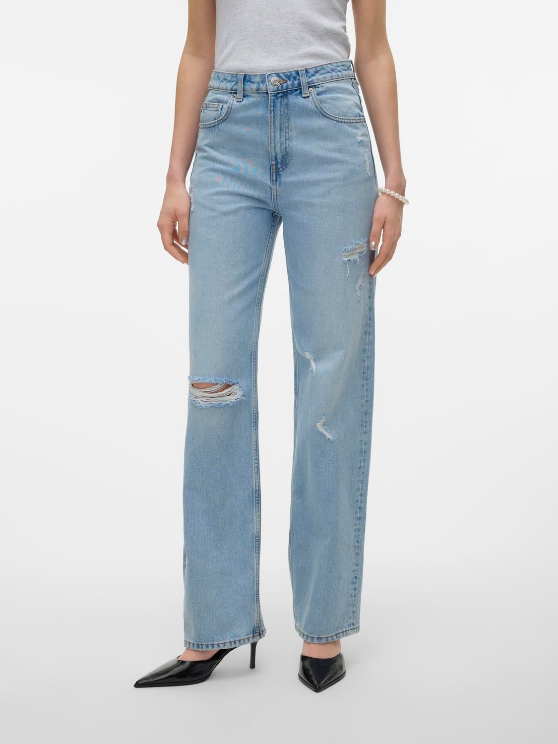 VMRYLEE Hohe Taille Gerade geschnitten Jeans
