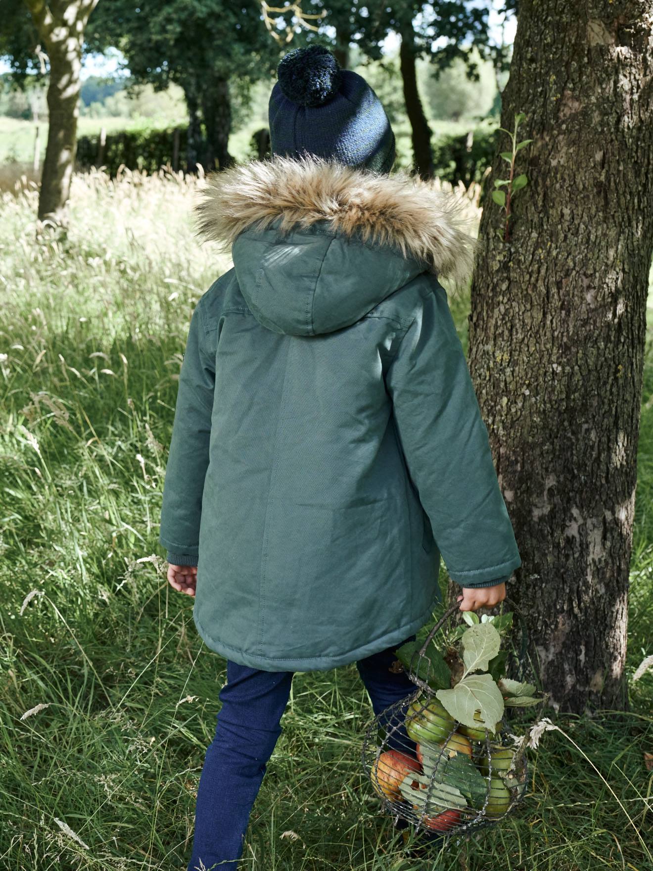 Parka à capuche doublée sherpa garçon noisette