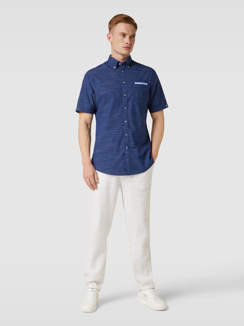 Freizeithemd mit Strukturmuster in marineblau