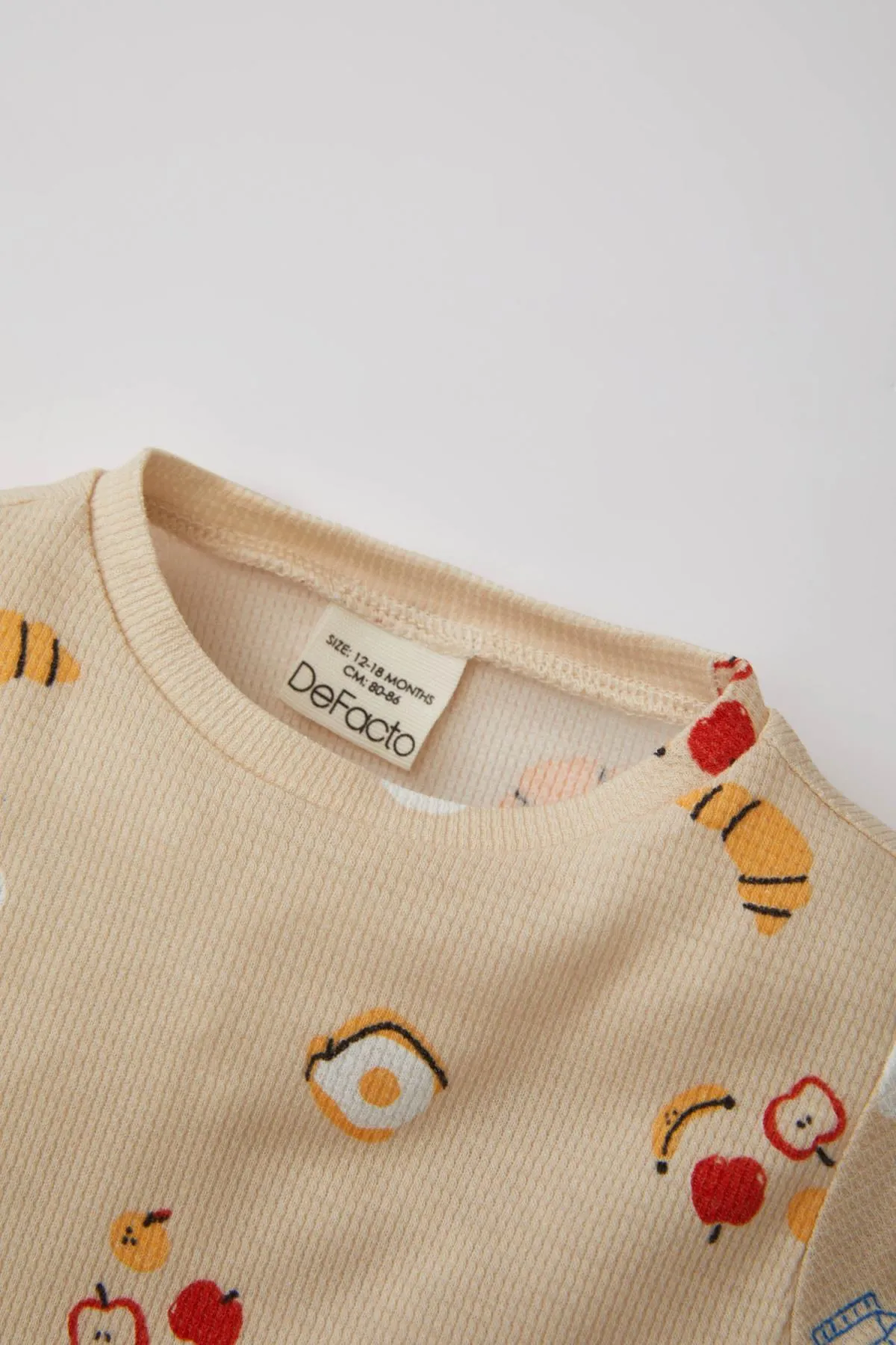 DeFacto  Pyjama-Set mit Waffelmuster und Lebensmittelaufdruck für Babys, langärmlig, C0730a524sp