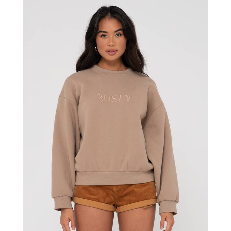 RUSTY SIGNATURE OVERSIZE CREW FLEECE Rundhalspullover Damen