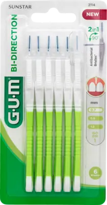 GUM BI-DIRECTION Interdentalb.0,7 mm grün  6 St  Zahnbürste