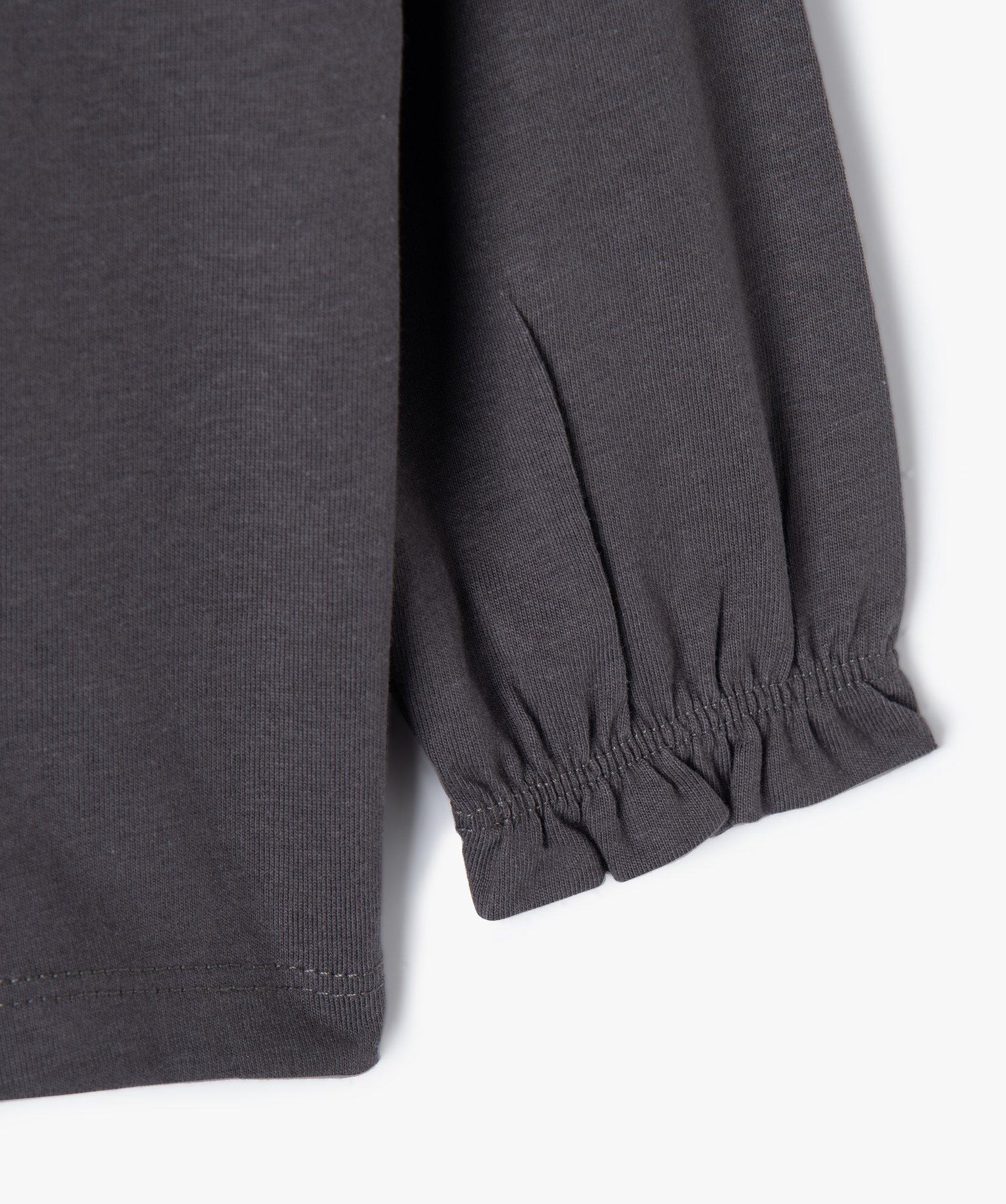 Tee-shirt bébé fille à manches longues volantées et moti... gris fonce | GEMO