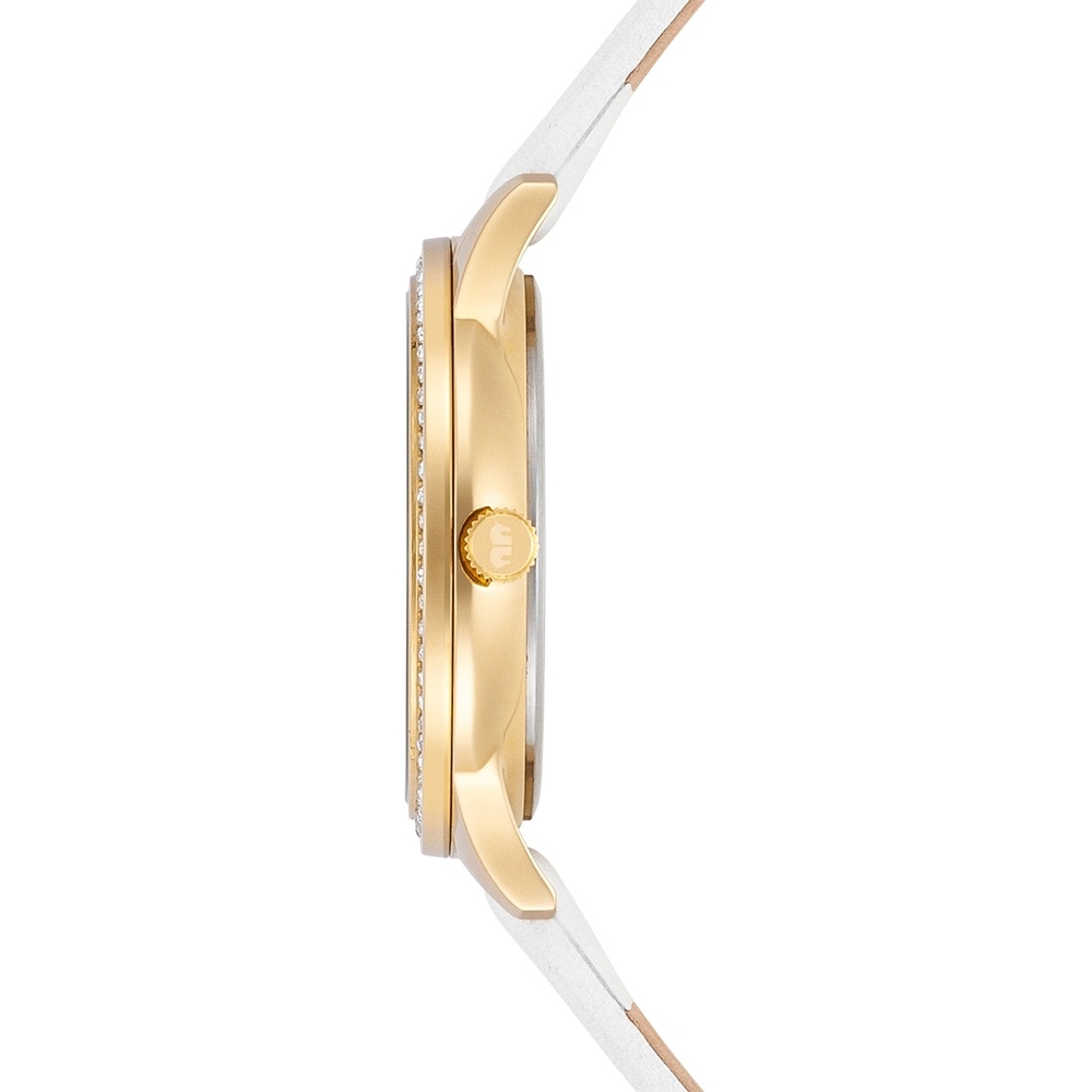 Rhodenwald & Söhne Multifonctions Amidala Or jaune Cuir véritable en Blanc Montre