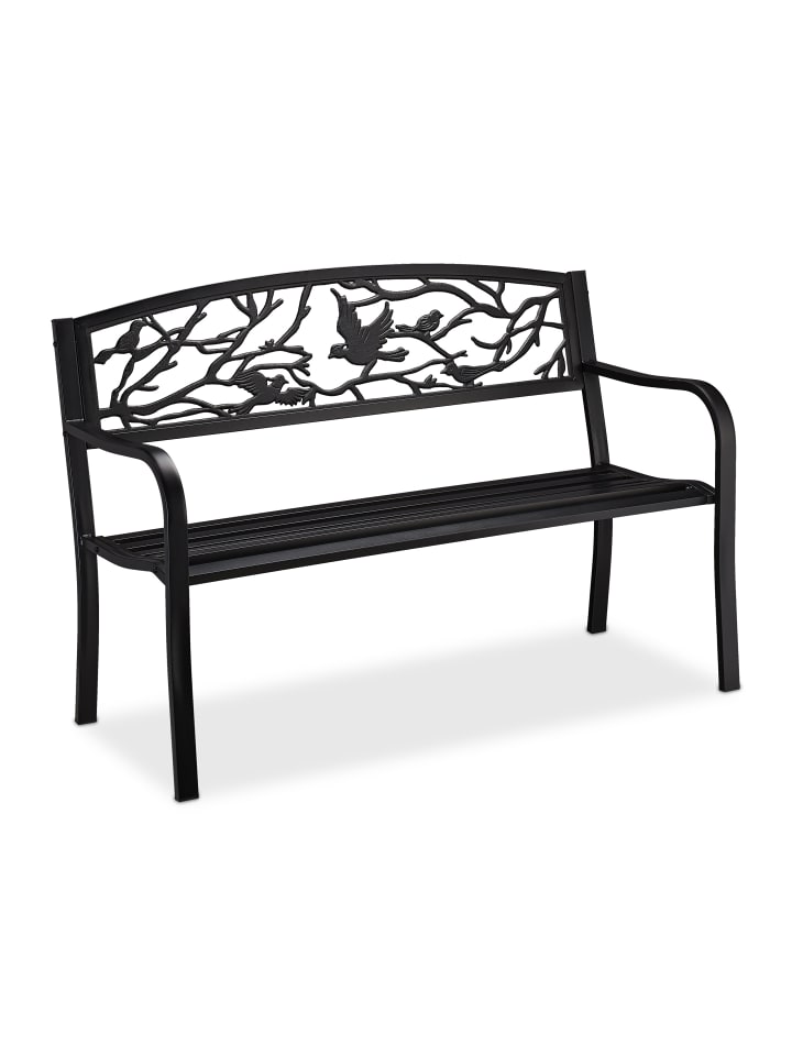 relaxdays Gartenbank 2 Sitzer in Schwarz günstig kaufen onesize