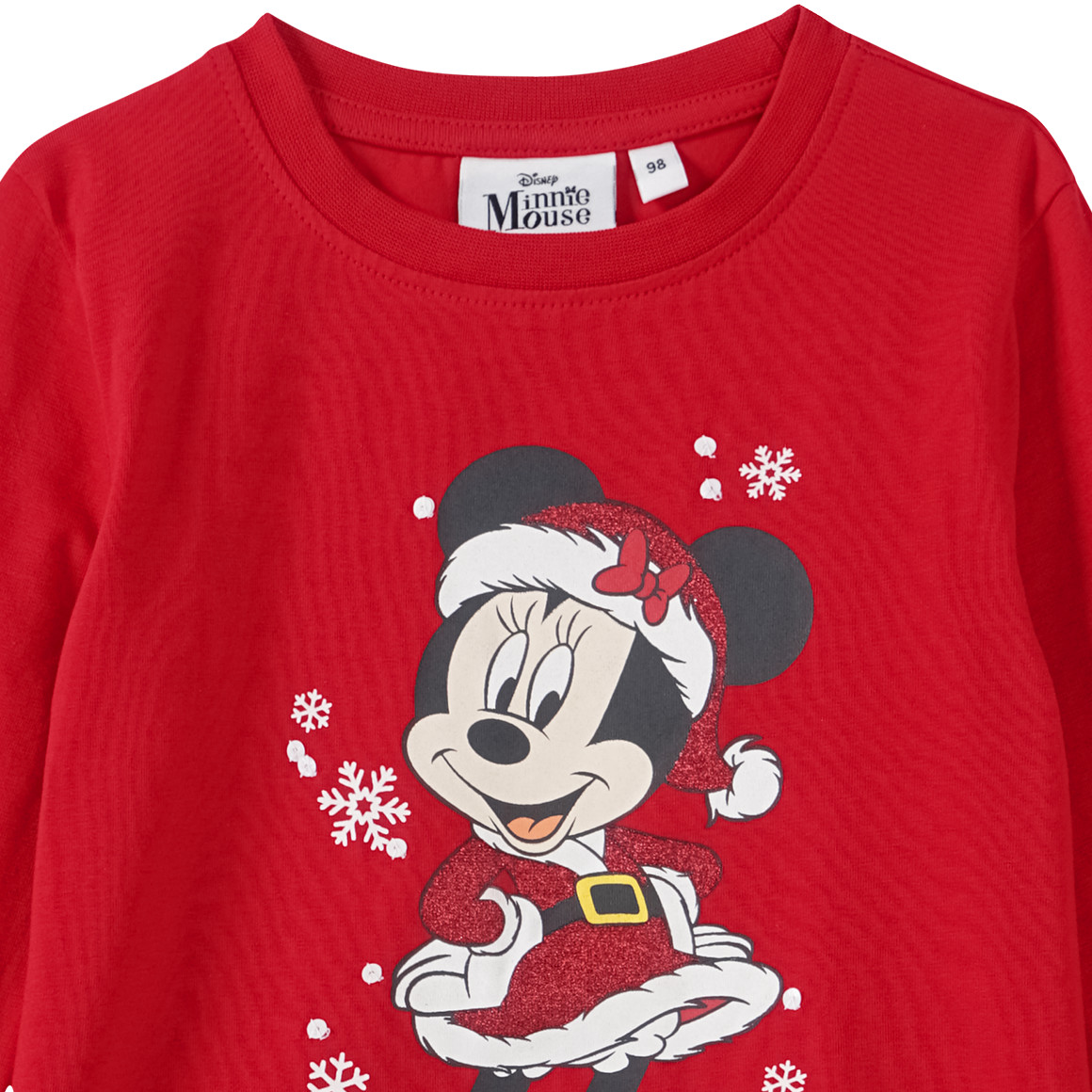 Minnie Maus Weihnachtslangarmshirt mit Print rot