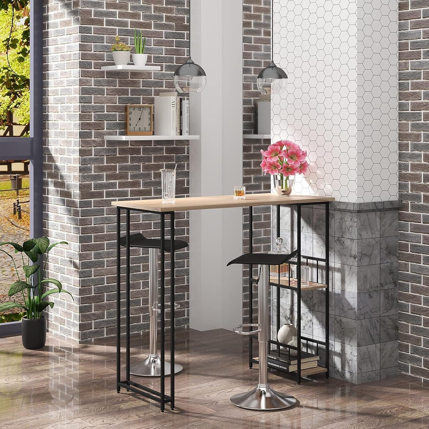 Woltu Bartisch (1-St), Bartisch mit 2 Ablagefläche aus Metallgestell & MDF