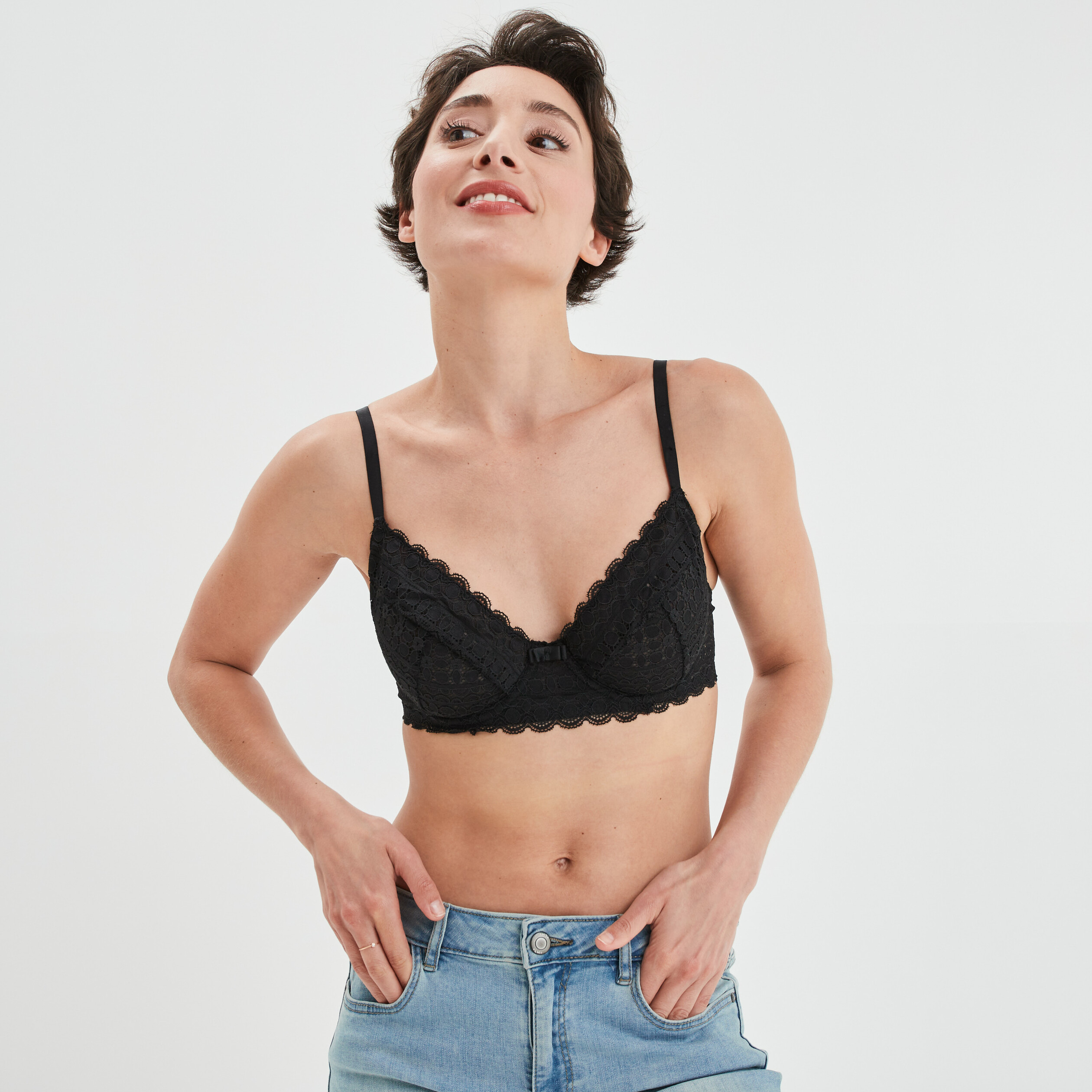 Soutien-gorge emboîtant en dentelle noir femme | La Halle