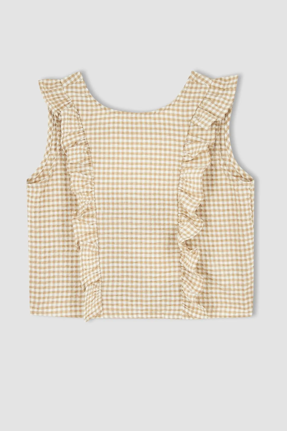 DeFacto  Ärmellose Gingham-Bluse mit Rundhalsausschnitt für Mädchen