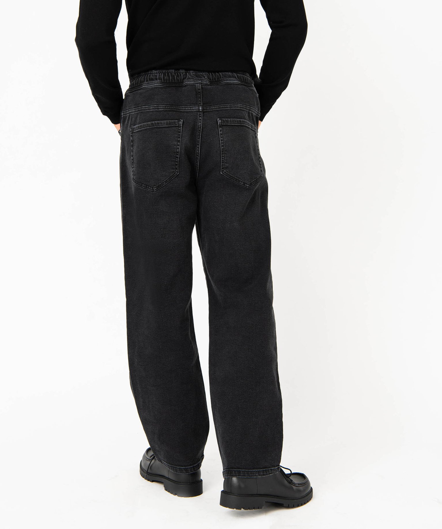 Jean Wide Legs avec taille élastique homme noir | GEMO