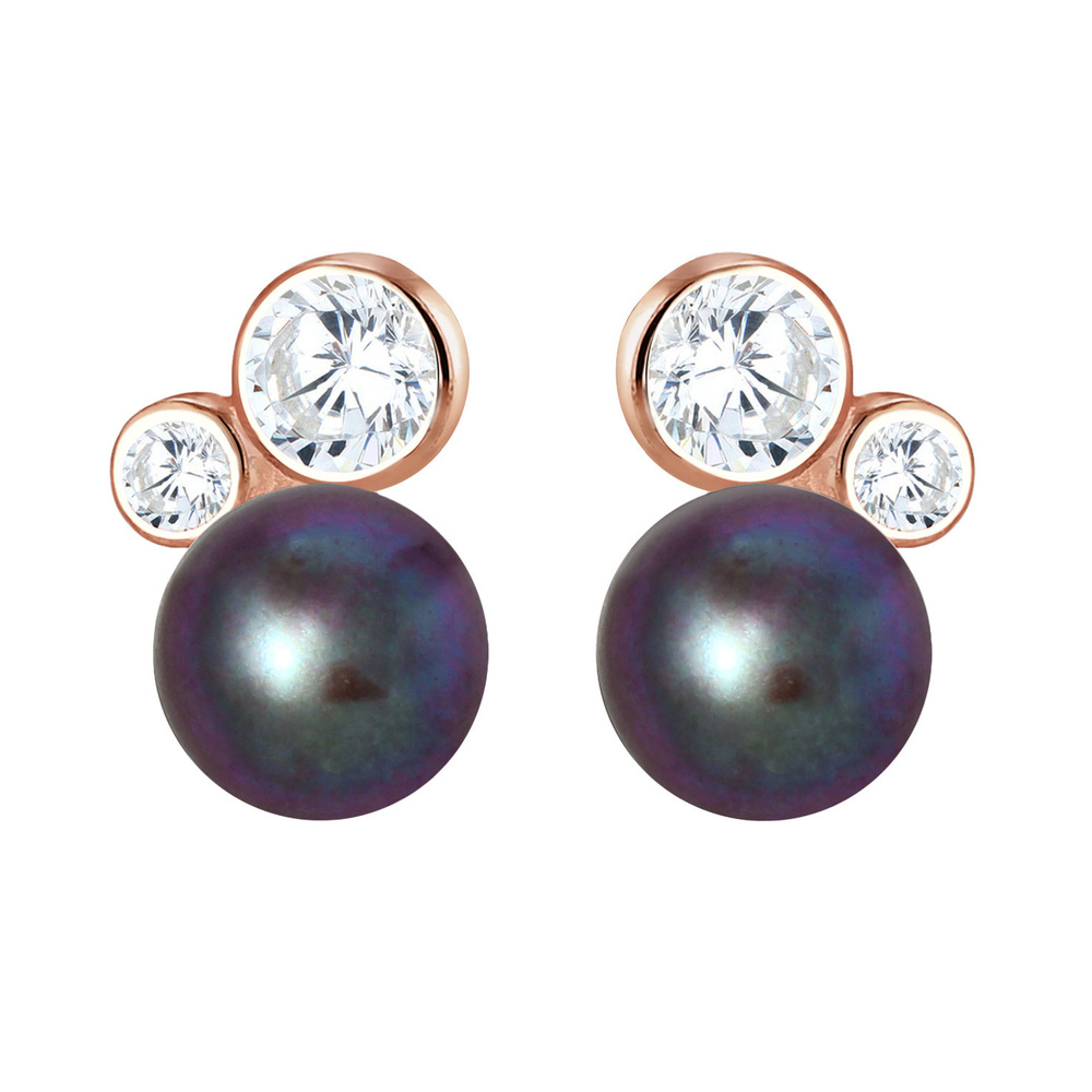 Elli Elli Boucles d'Oreilles Süwasserzuchtperle Zirkonia 925 Silber ROSÉGOLD Boucles d'oreilles