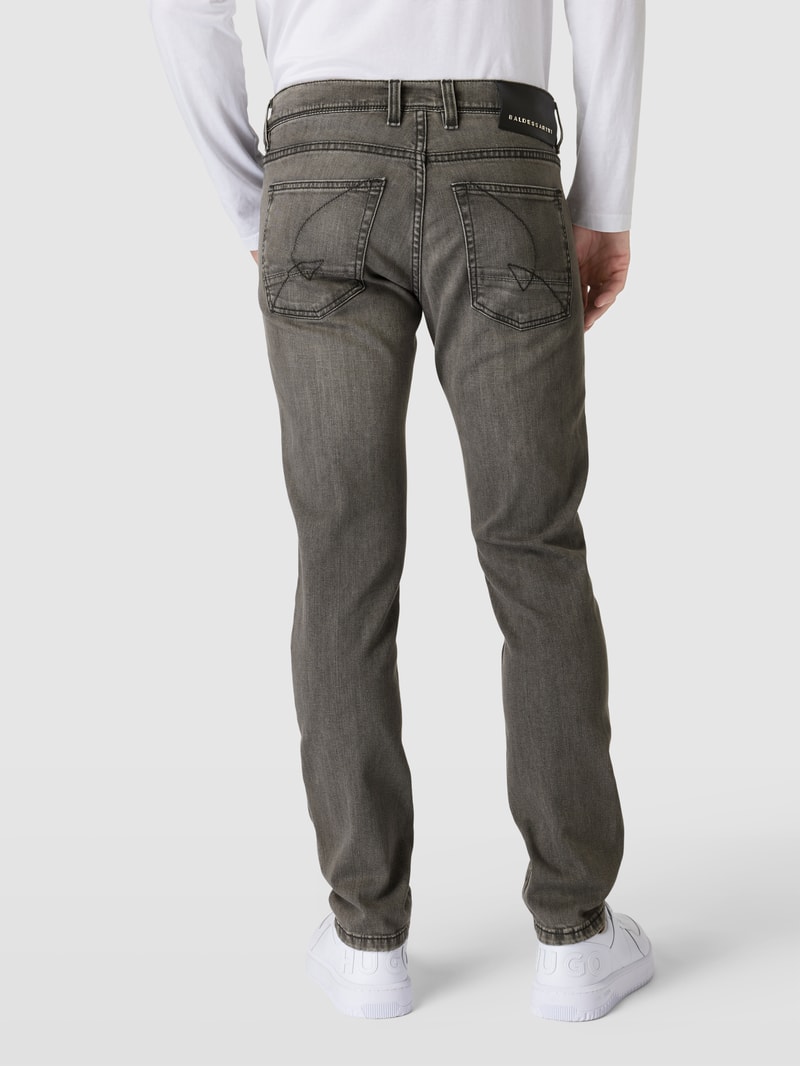 Tapered Fit Jeans in unifarbenem Design Modell 'Jaden' in graphit
