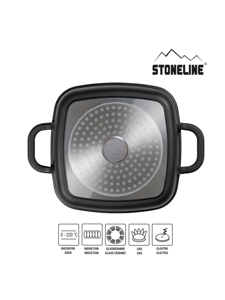 Stoneline STONELINE Servierpfanne 20 x 20 cm mit Aroma Glasdeckel, Eckpfanne in Roségold günstig kaufen 20 x 20 cm