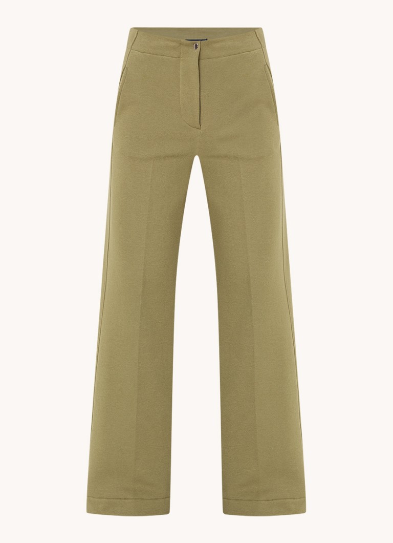 River Woods high-waisted loose-fit trousers in organic cotton blend with side pockets