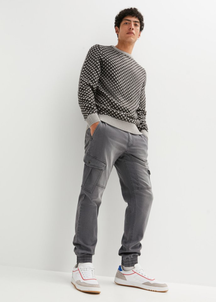 Regular Fit Sweat-Jeans mit Cargotaschen, Straight