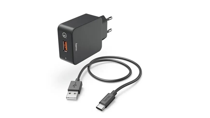 Hama Ladeset, USB Type-C, QC 3.0, 3 A,  Schwarz