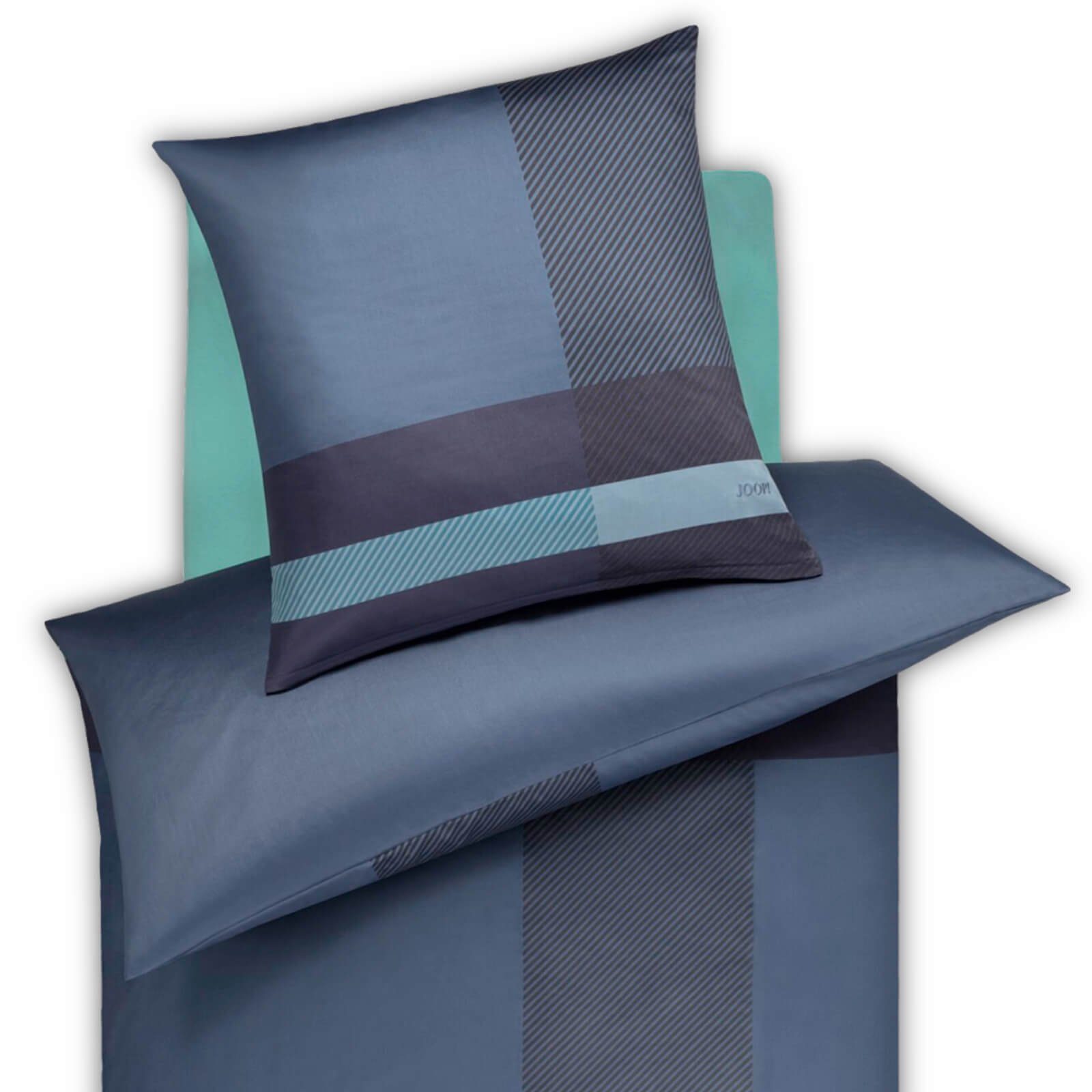 Bettwäsche Modern 4104 2 Ocean, Joop!, Mako-Satin, 2 teilig, Linien, Gestreift, Logo
