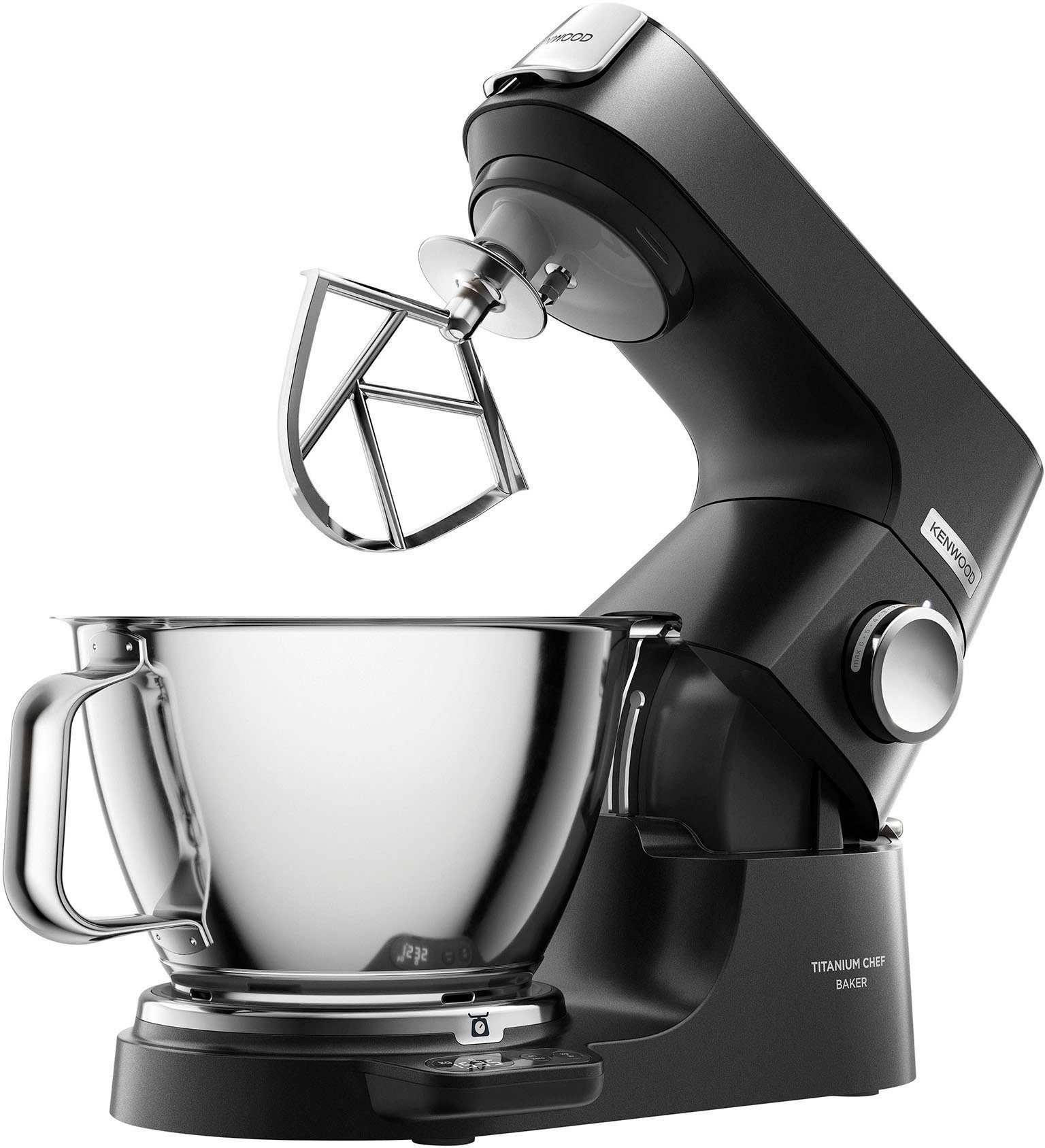 KENWOOD Küchenmaschine Titanium Chef Baker KVC85.004BK, 1200 W, 5 l Schüssel, Zubehör, Gratis Wert: UVP 319,- Gratis Mixaufsatz + Schnitzelwerk