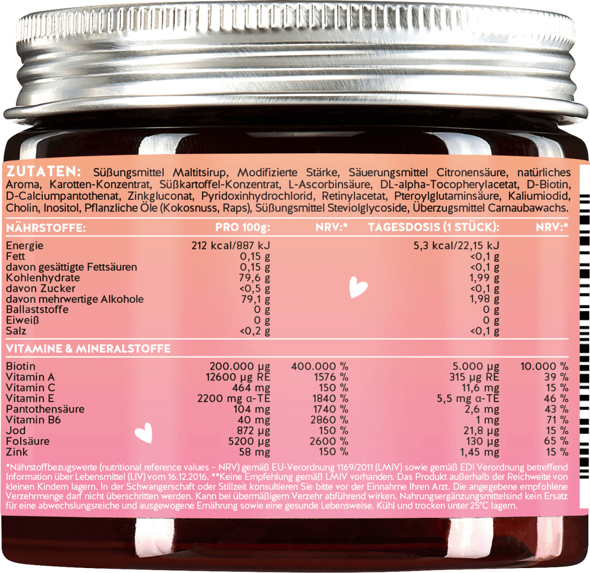 Haarvitamine Ah-Mazing Hair Vitamin Biotin, zuckerfrei (45 Stück), 112,5 g