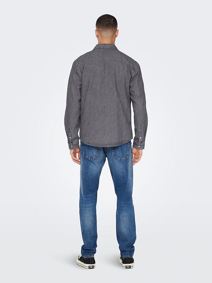 ONLY & SONS Jeanshemd - Regular fit - in Grau günstig kaufen