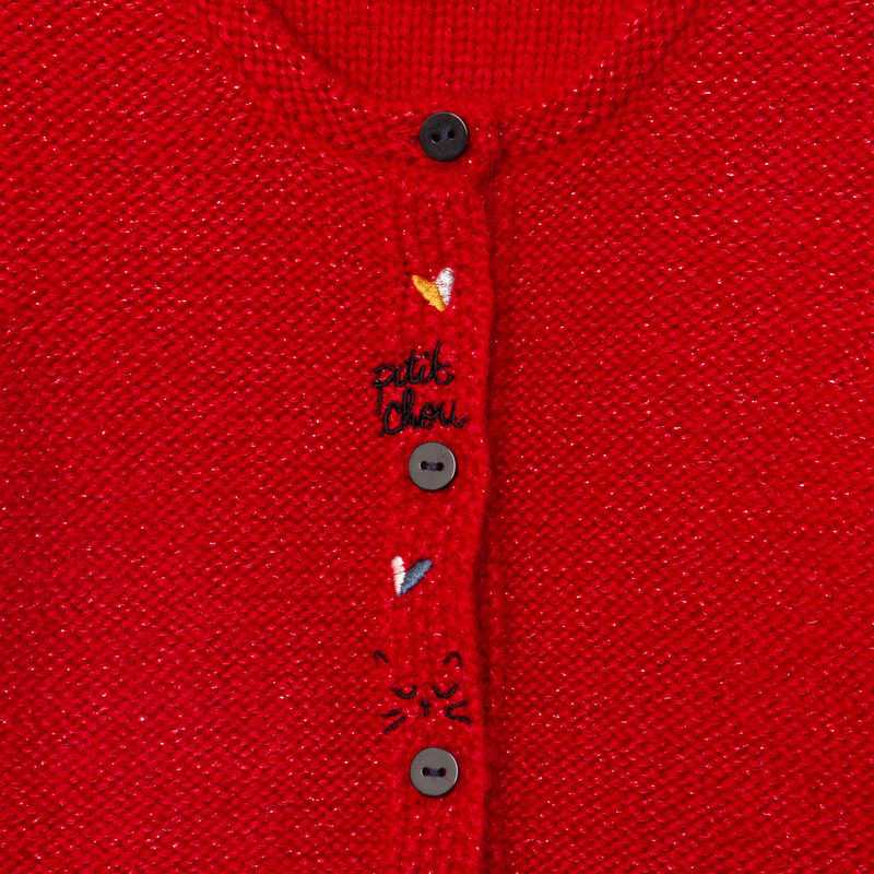 Cardigan fille tricot lurex rouge bébé fille Catimini