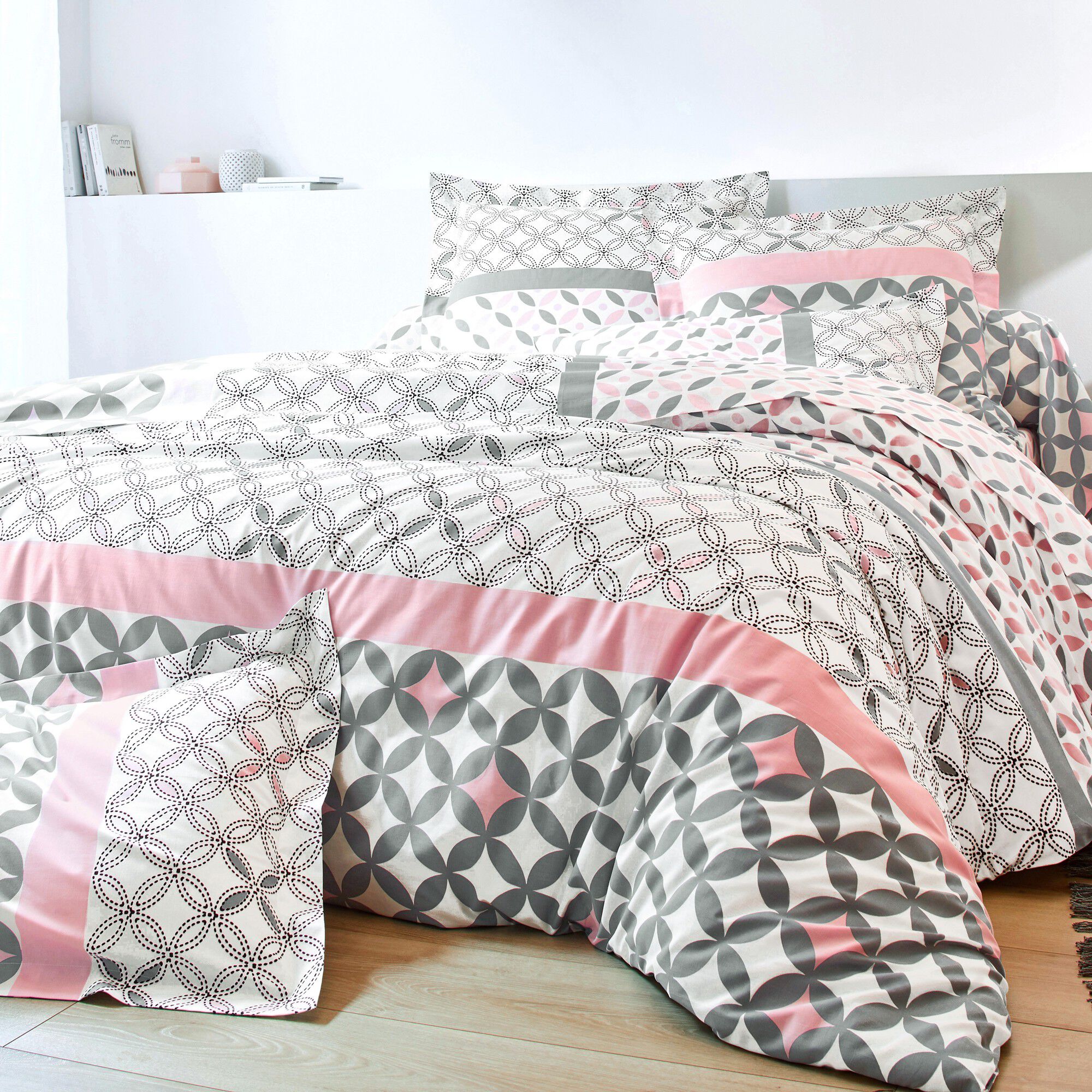 Linge de lit Marlow en coton motifs géométriques