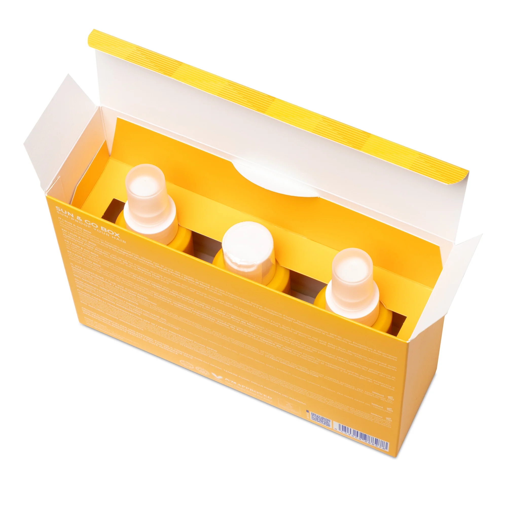 Sun & Go Box - Vlasové sady, Vlasová kúra s ochranou proti slnečnému žiareniu, Vlasový olej, Stylingový a vlasový krém, Šampón s ochranou proti slnečnému žiareniu