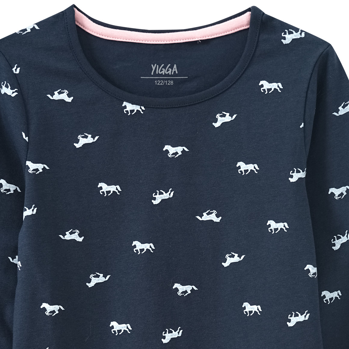 Mädchen Langarmshirt mit Pferde-Allover