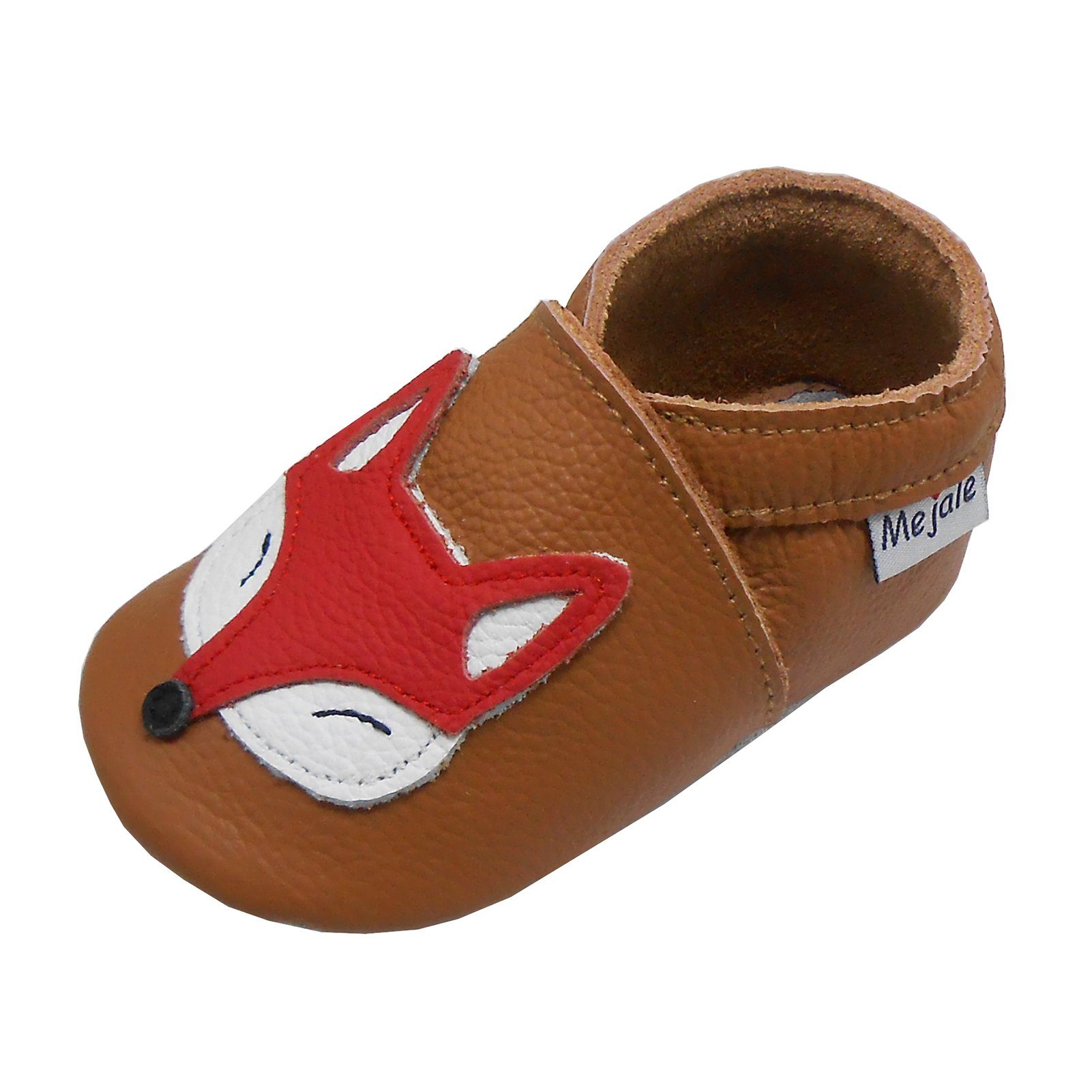 Yalion Weiche Leder Lauflernschuhe Hausschuhe Lederpuschen brauner Fuchs Hausschuh 100% Leder