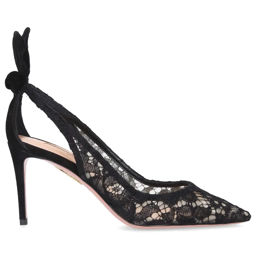 Aquazzura - Pumps BOW TIE 85 Spitze - schwarz