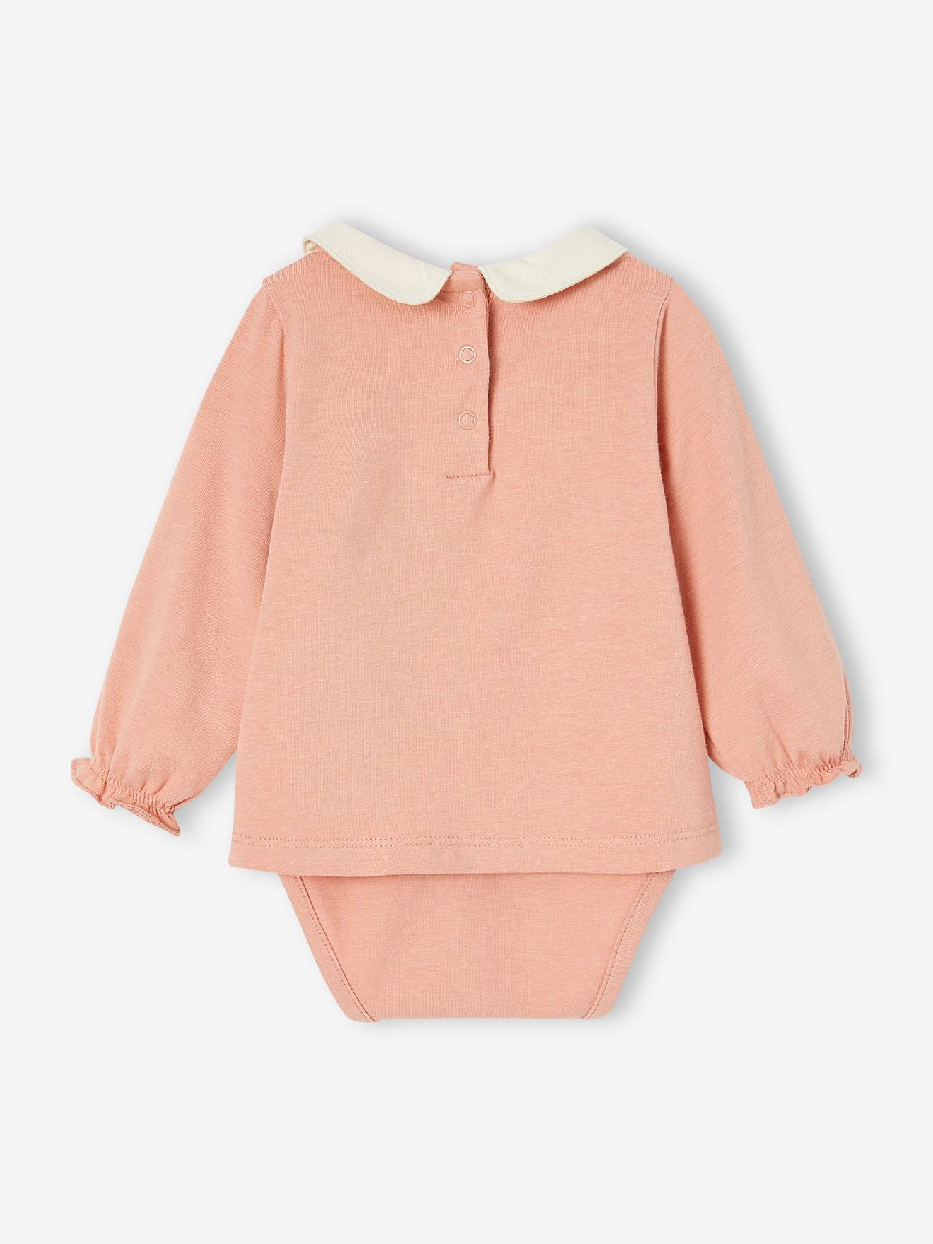 Lot de 2 bodies bébé manches longues vieux rose