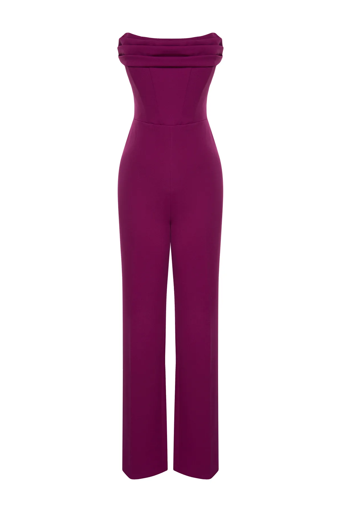 Trendyol Collection  Pflaumenfarbener gewebter Jumpsuit mit Korsettdetail TPRSS24TU00002