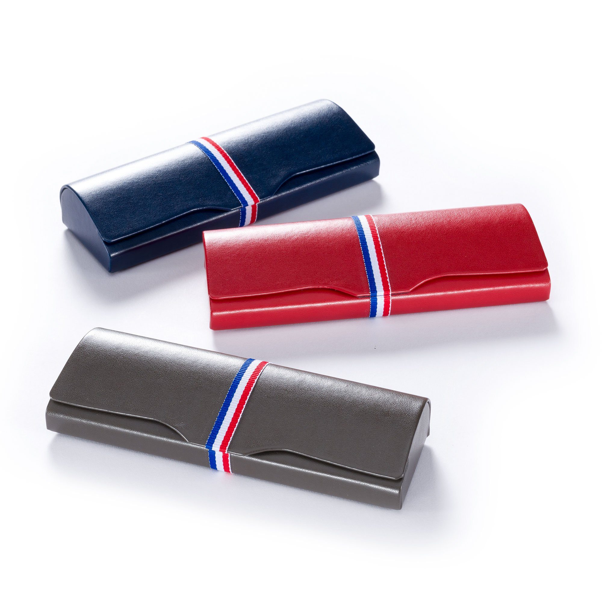 FEFI Brillenetui mit dekorativem Streifen-Band (Hardcase), inklusive Mikrofasertuch