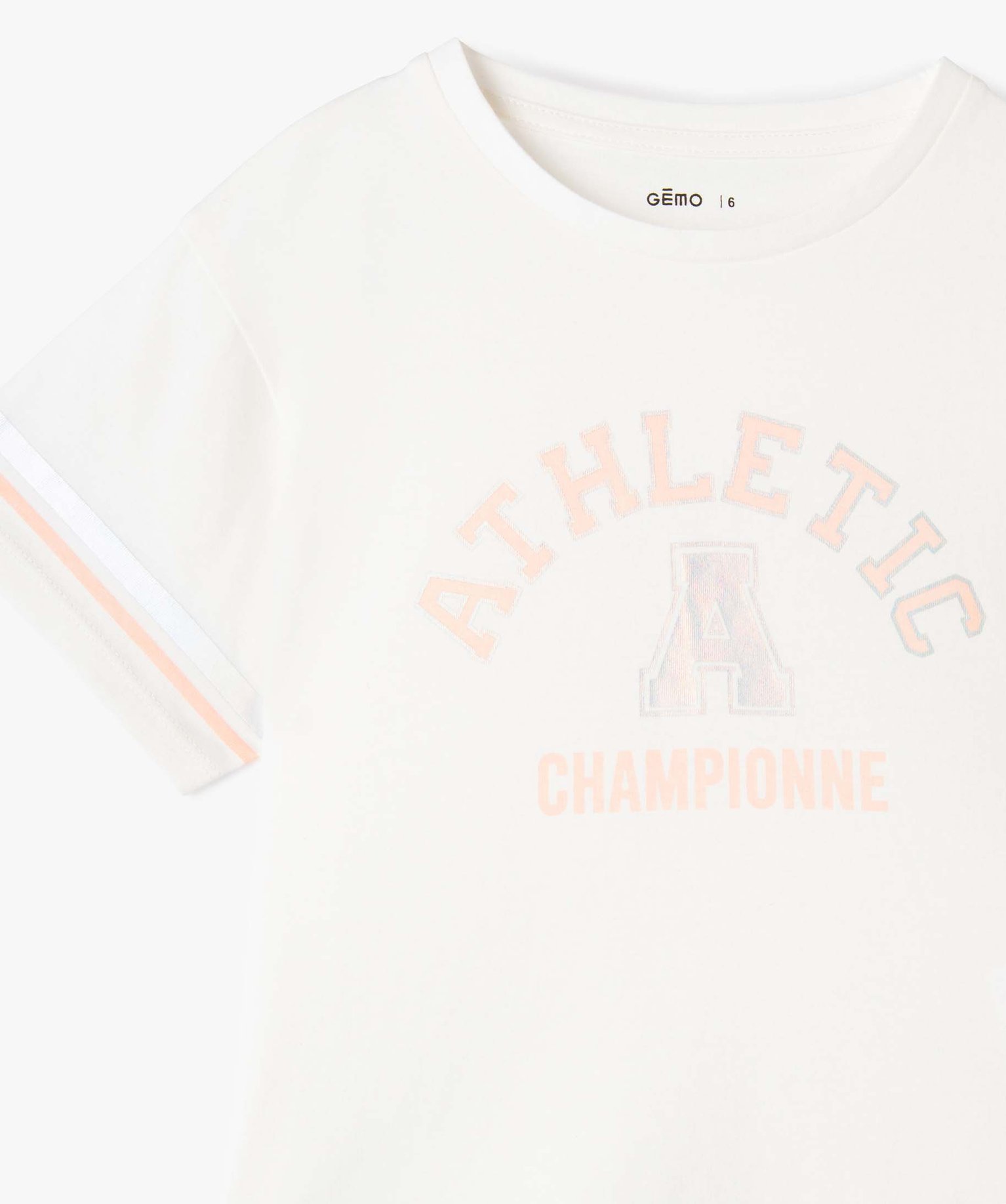 Tee-shirt fille oversize à manches courtes et motif irisé ecru | GEMO