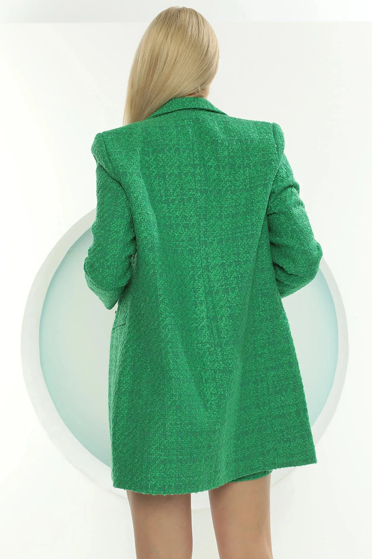 Laluvia  Grün gefüttertes Tweed-Jackenrock-Set