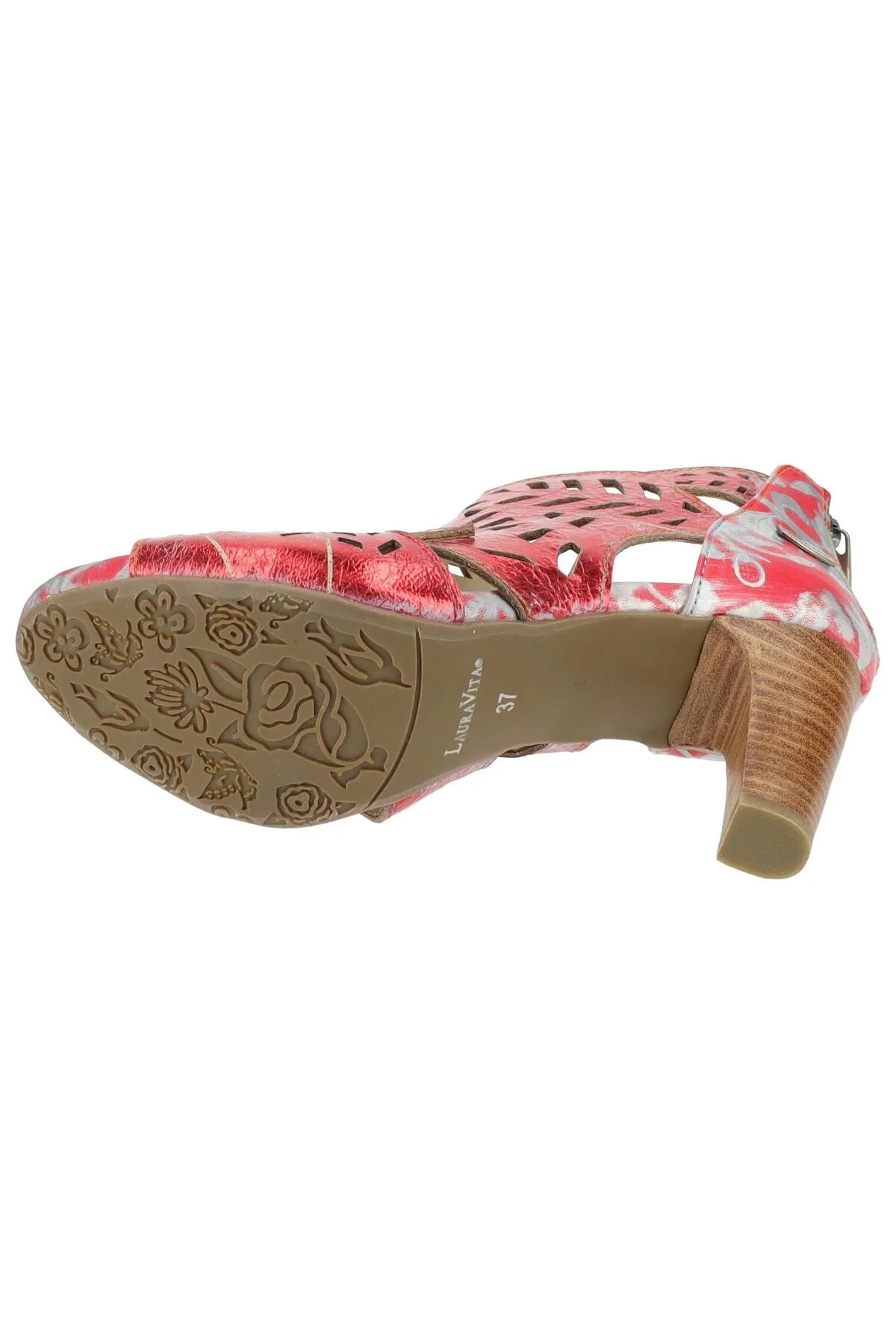 LAURA VITA  Sandalette - Rot - Blockabsatz