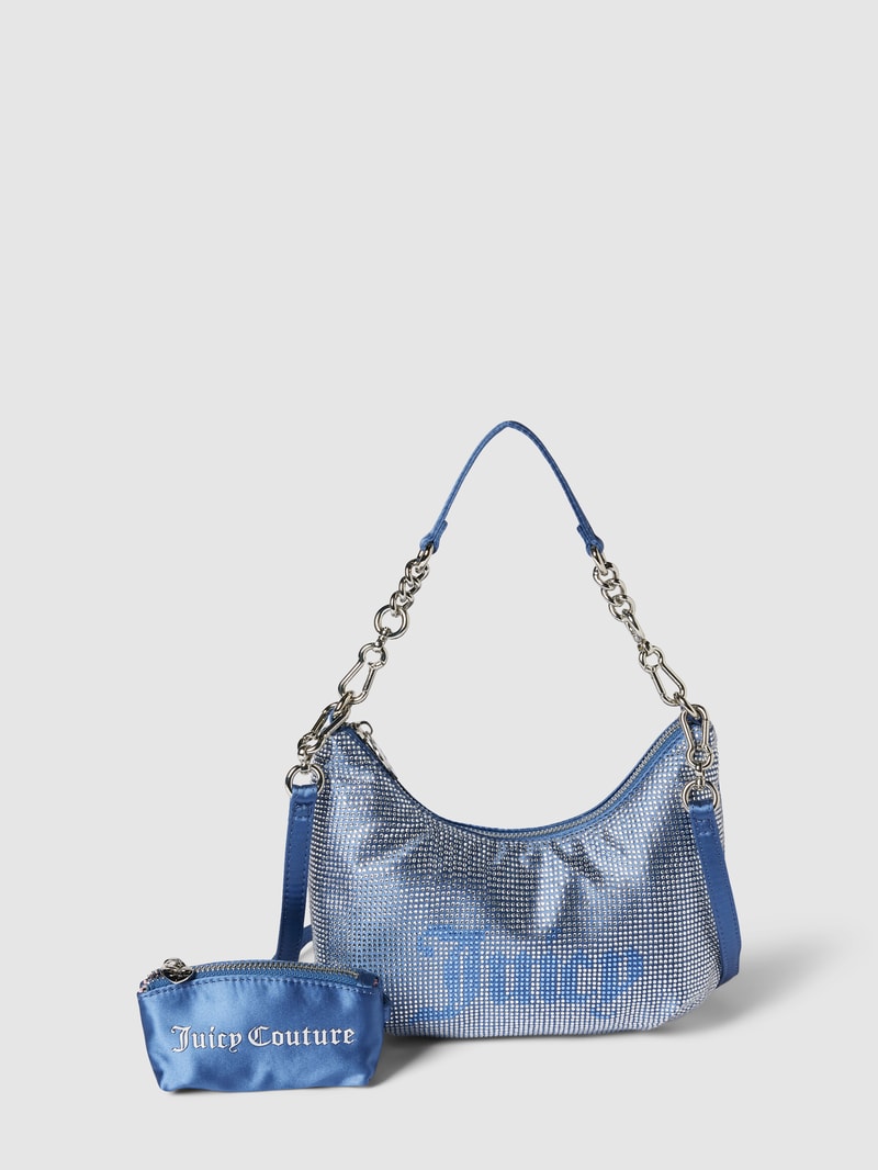 Hobo Bag mit Allover-Ziersteinbesatz Modell 'HAZEL' in hellblau