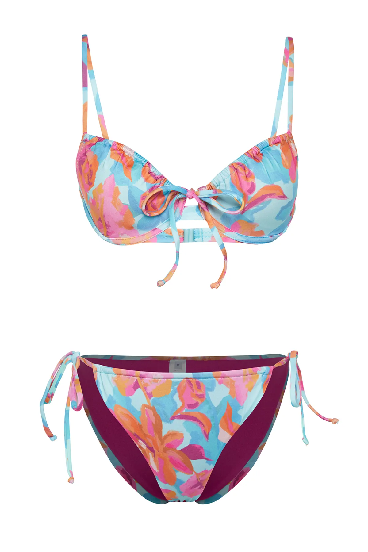 Trendyol Collection  Bikini-Set „Balcony Tunnel Regular“ mit Blumenmuster TBESS24BT00102