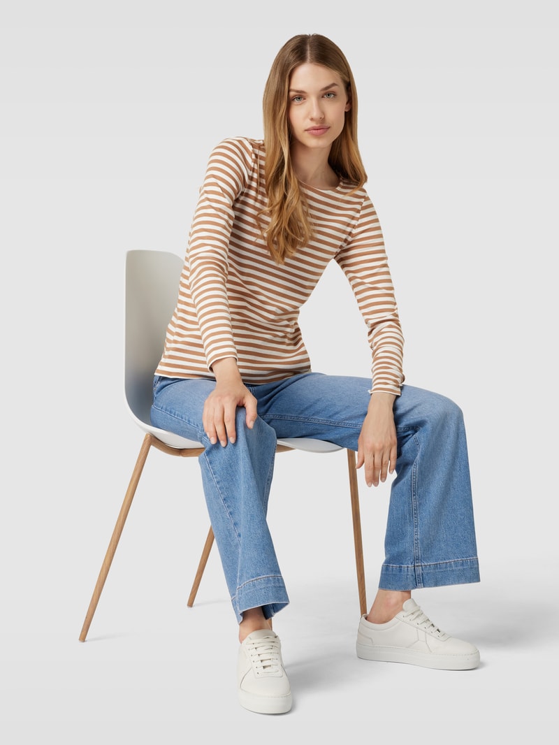Longsleeve mit Streifenmuster in beige