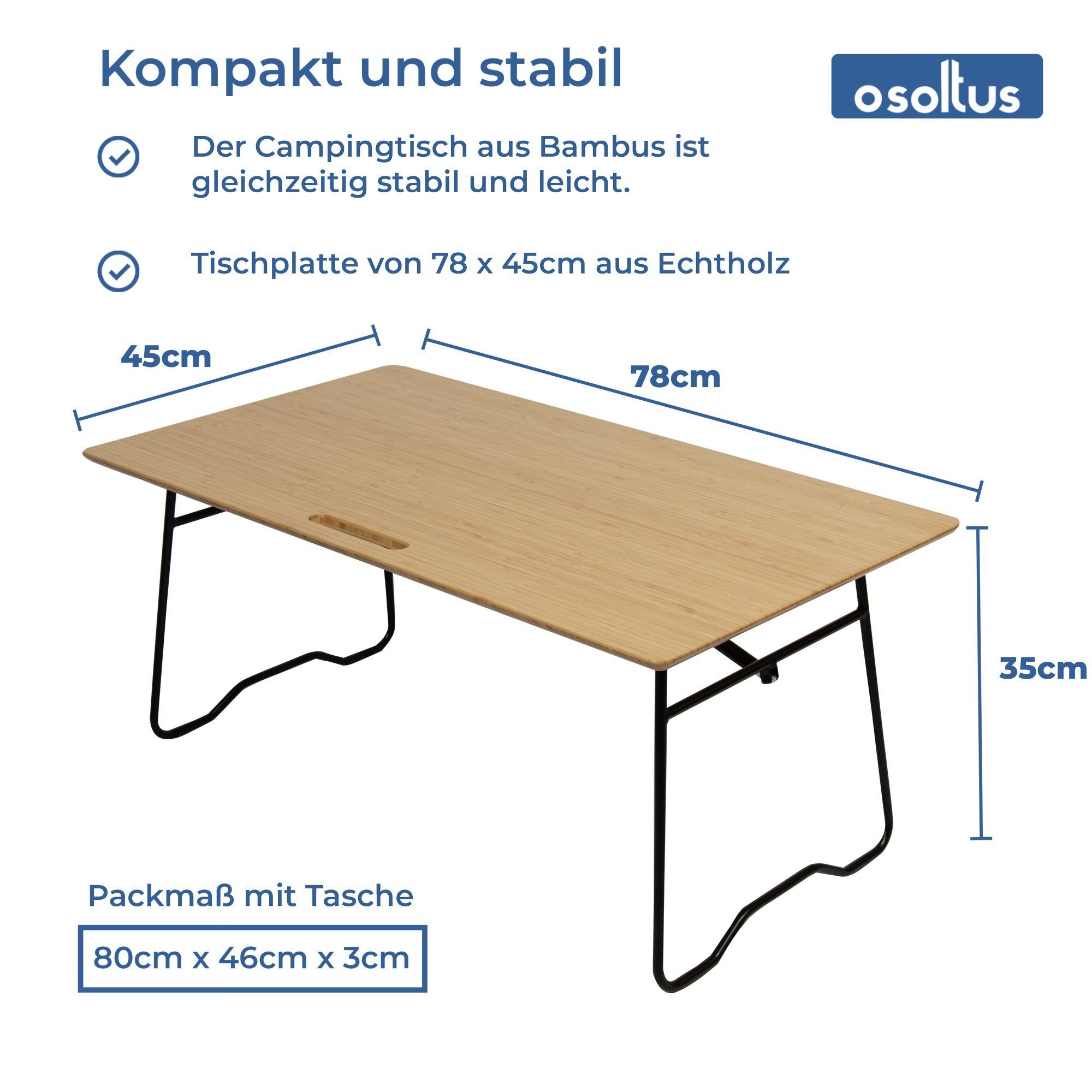 osoltus Campingstuhl osoltus Campingtisch Blavand Bambustisch klappbar Tabletttisch mit