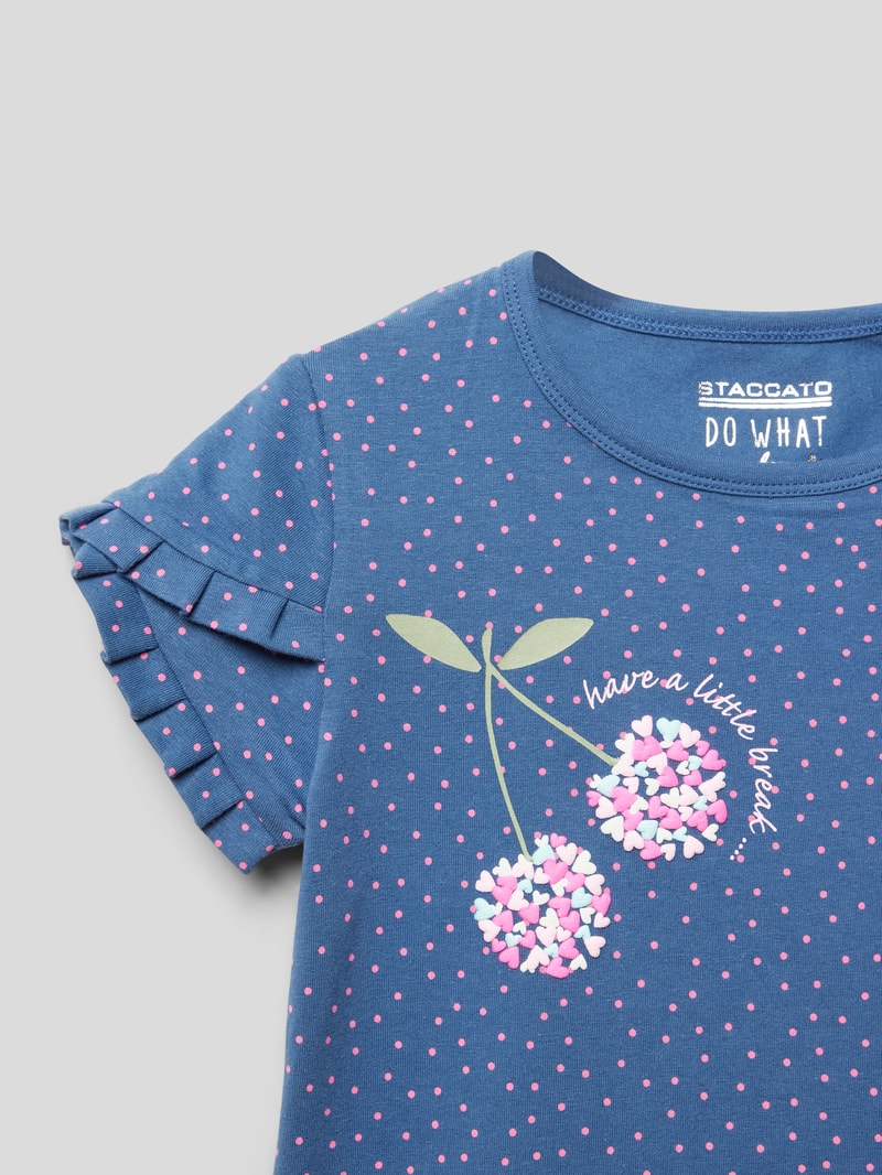 T-Shirt mit Allover-Muster Modell 'LT JAN' in blau